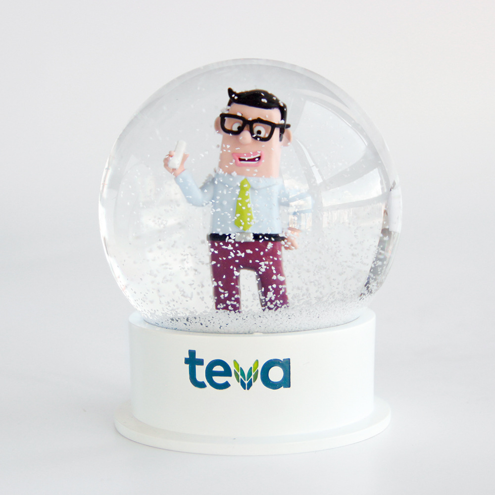 100mm Resin Doll Water Globe Teva Pharmaceutical Ornament