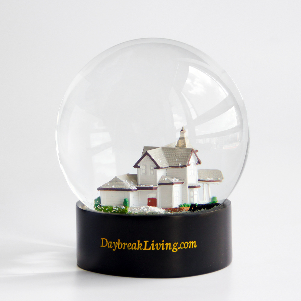 Snow globe customized 120mm crystal ball building factory real estate