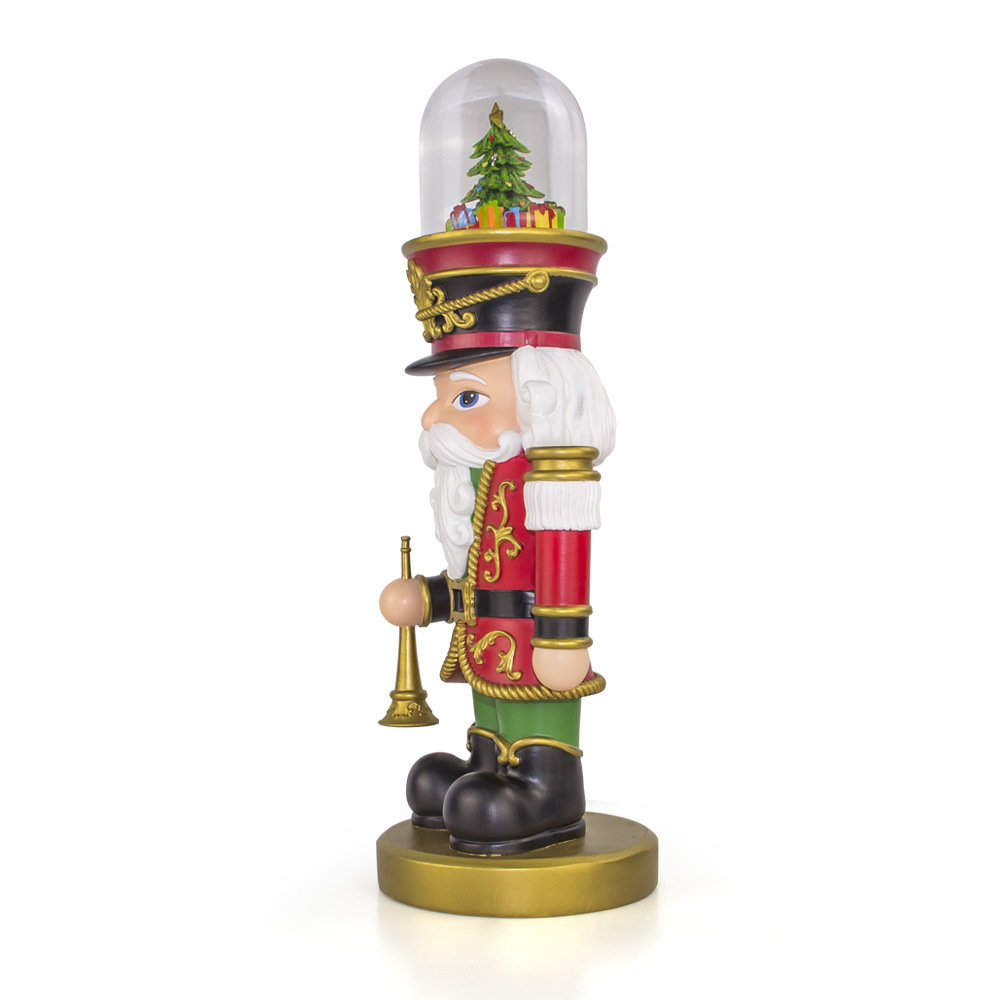 1Large Resin Pecan Soldier Snow Globe Ornament King Soldier