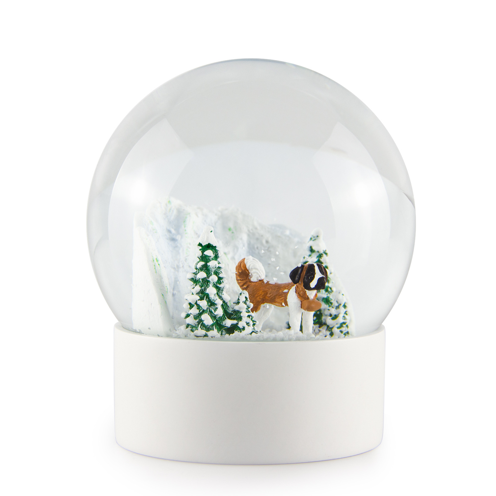 White Christmas Puppy Snow Mountain Drift Snow Globe