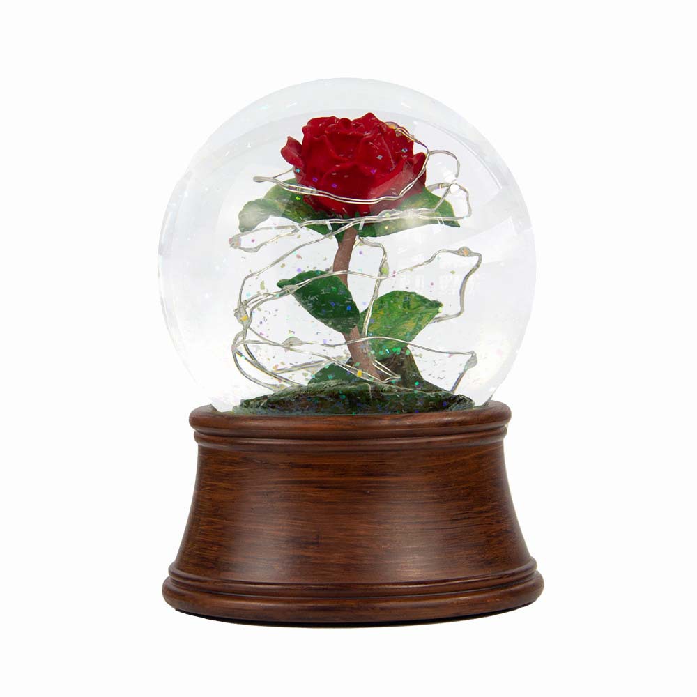 red rose Customized Forever Flowers Crystal Globe Snow Globe