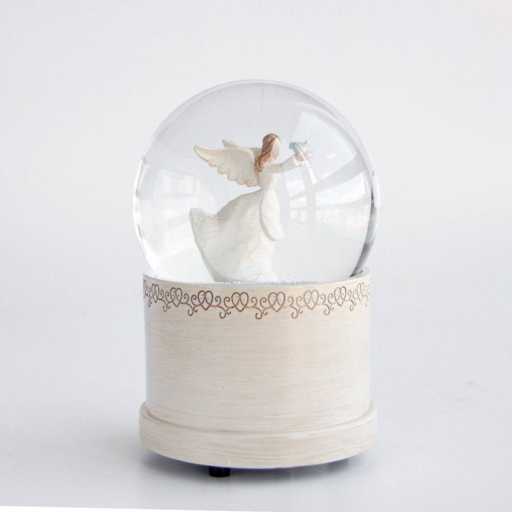 Crossing Angels Crystal Balls Snow Globes Hand Held Dove Girl Spinning