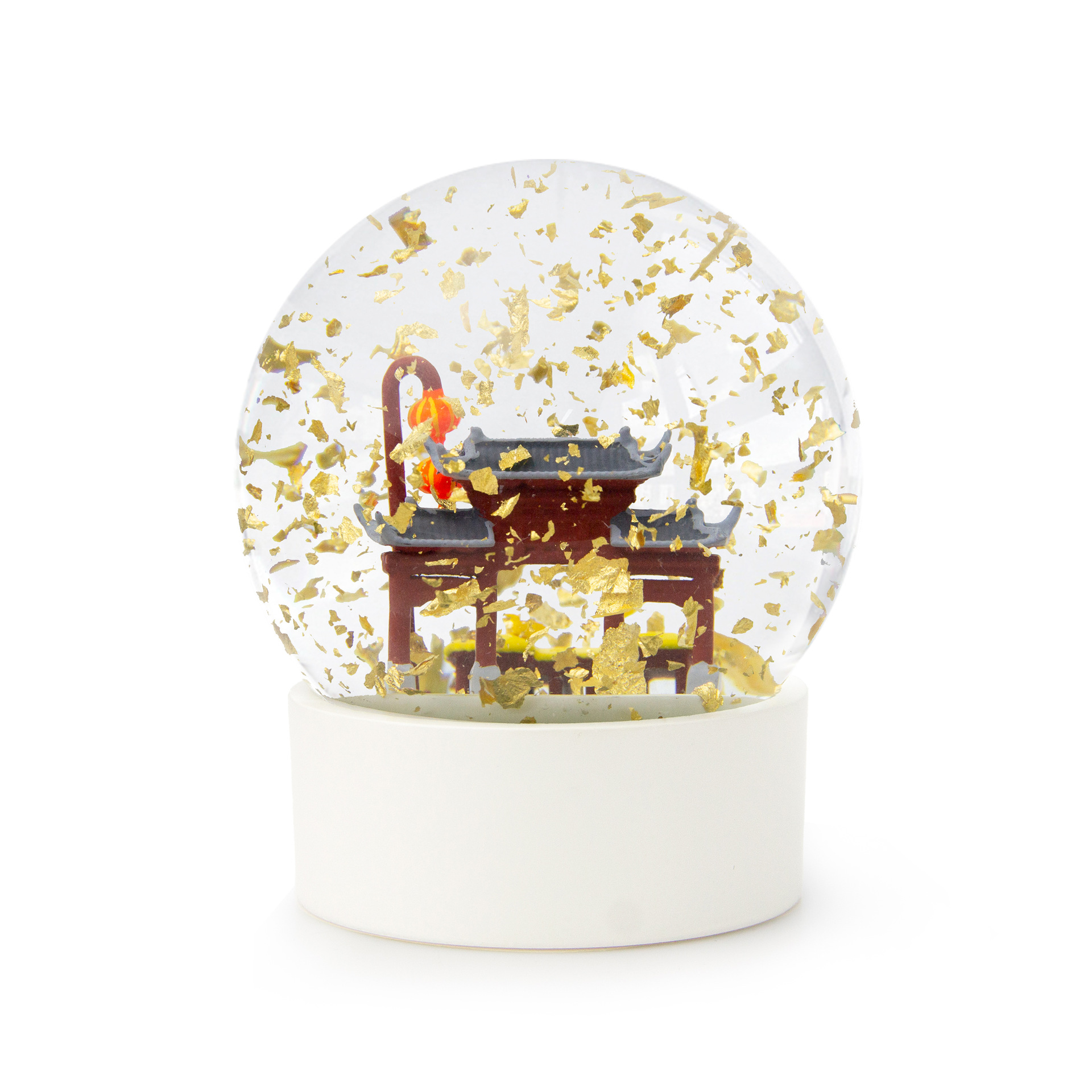 Resin Feng Shui Gold Foil Snow Globe