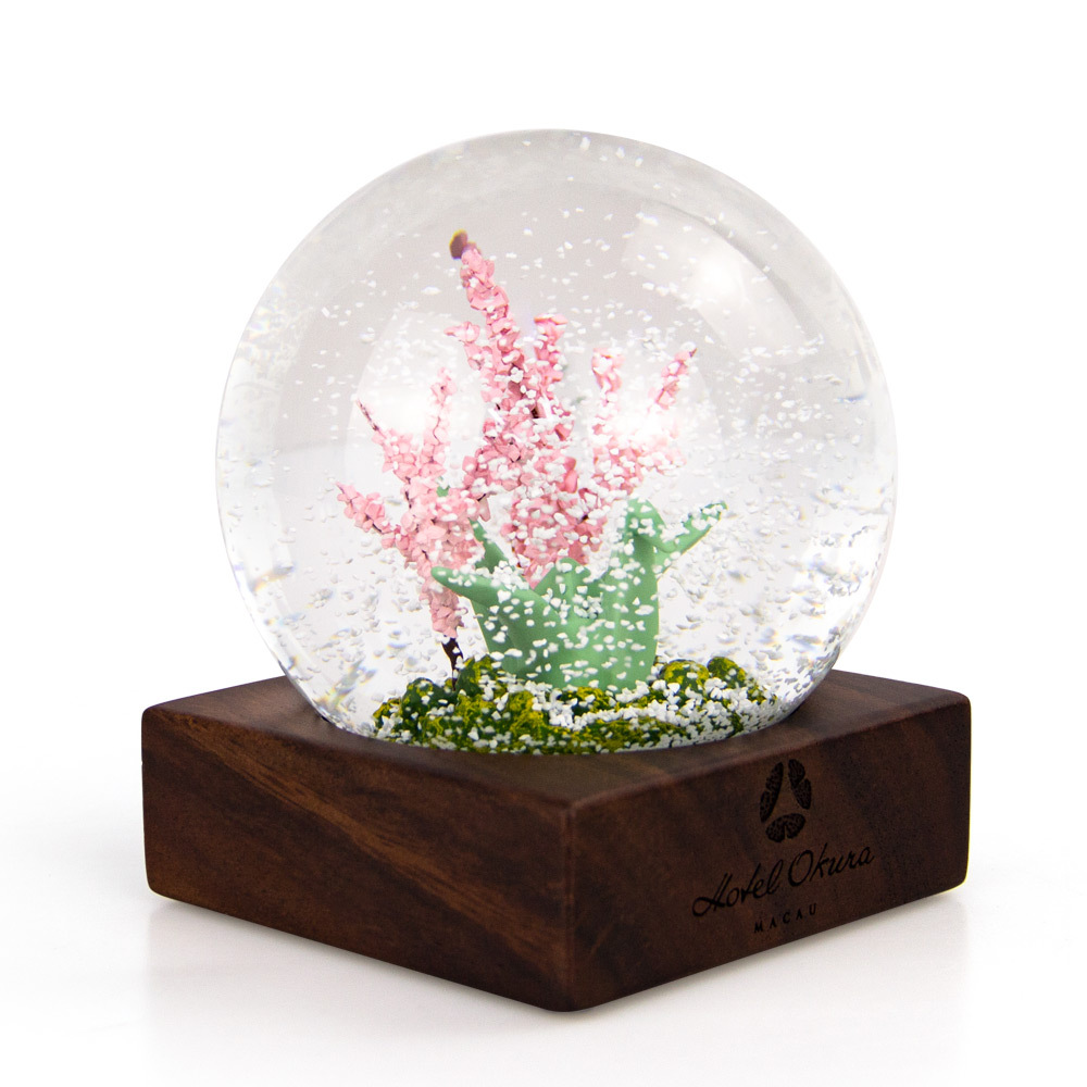 Thousand Paper Cranes Cherry Blossom Tree Snowflake Ball Home Wooden Base