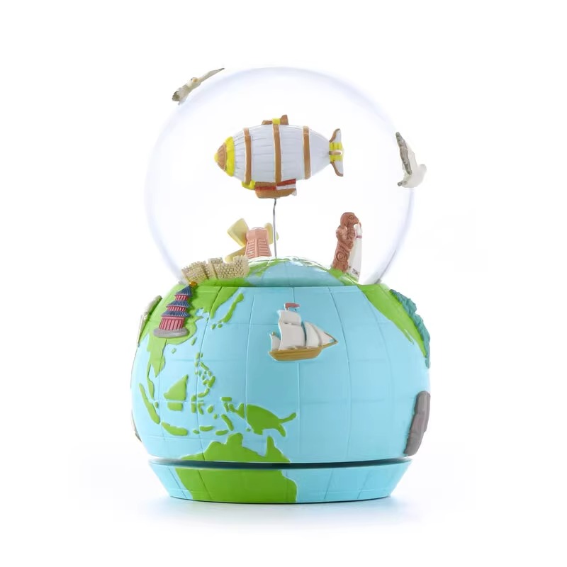 Around the World Crystal Ball Music Box