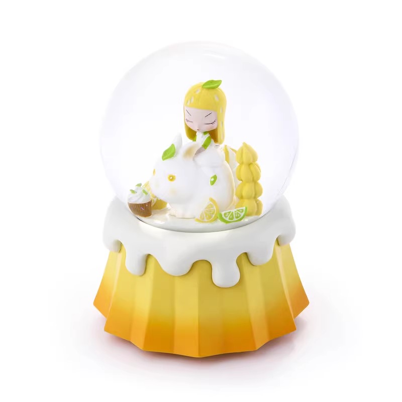 Snow Globe Yellow White Night Fairytale