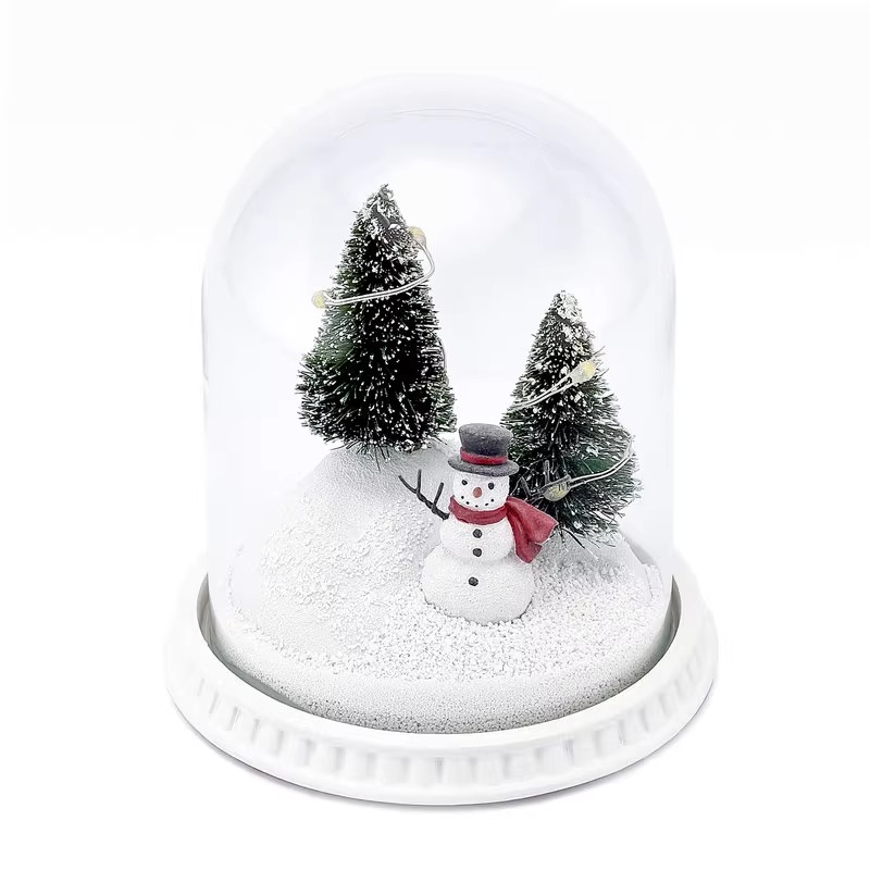 Winter Snowman Snowflake Glass Cover Lighted Ornament Christmas Gift