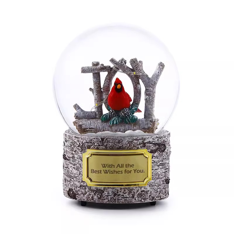 Snow Globe Red Bird Lights