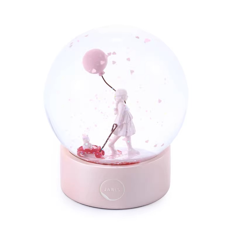 Snow Globe Balloon Girl Pink