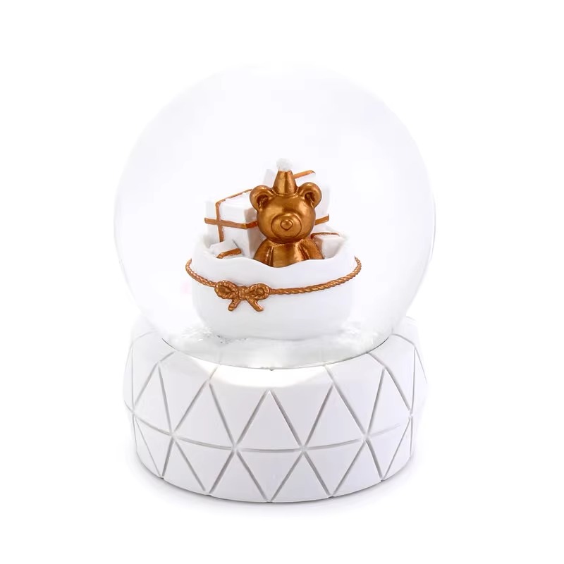 White Snow Globe Christmas Bear