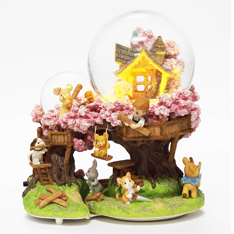 Snow Globe Glowing Forest Treehouse