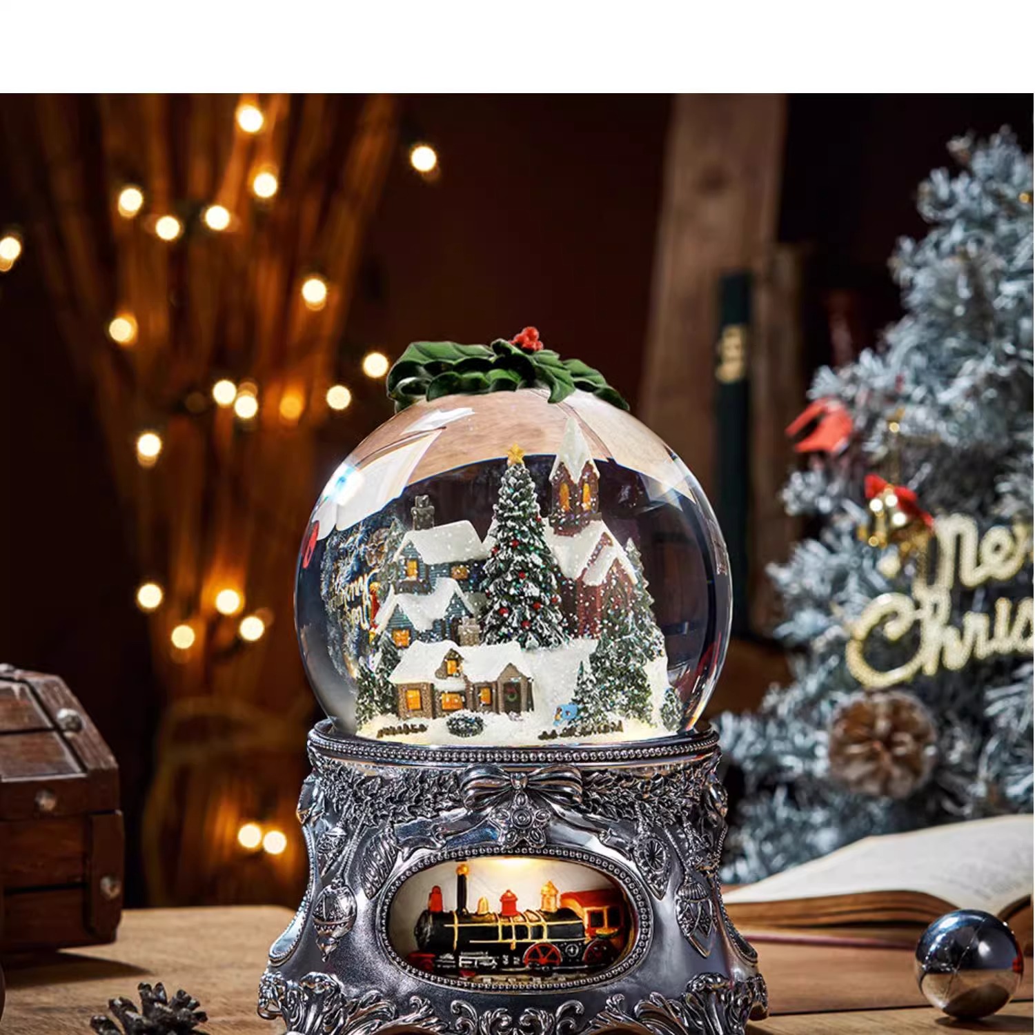 Christmas Lights Gift Snowflake Snow Globe